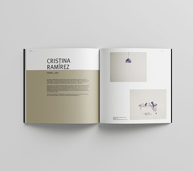 Proyecto de diseño gráfico del catálogo del trabajo de 8 artistas de la Facultad de Bellas Artes de Pontevedra.